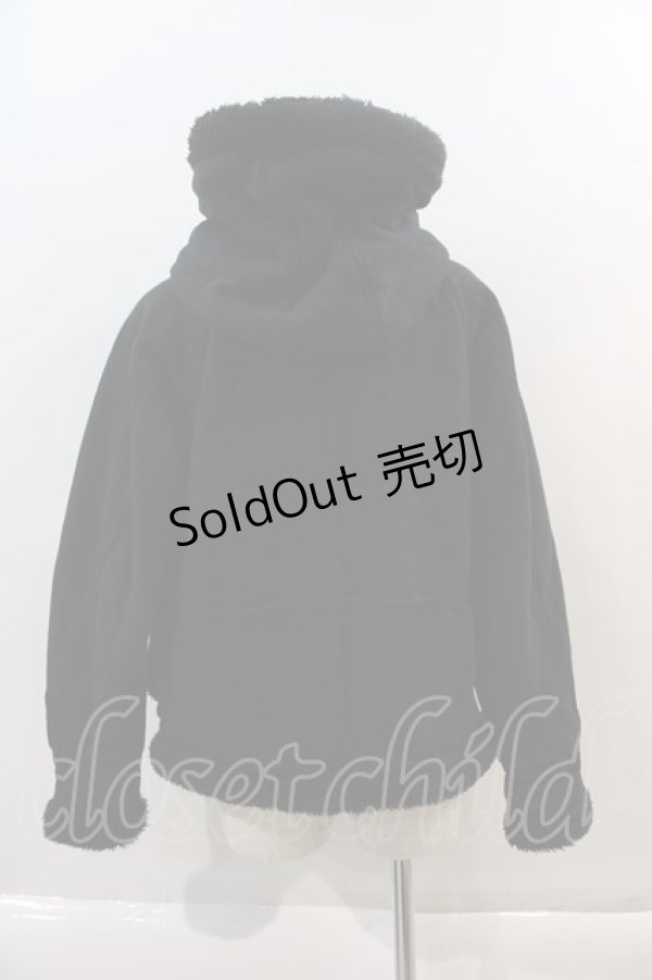 画像2: 【SALE】RNA / 内側ボアフードショートコート  黒 I-24-03-27-056-PU-CO-HD-ZT-C050 (2)