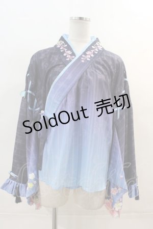 画像: Sakya Lolita / -Sakura Dream- Wa Embroidery Lolita Furisode Sleeves Blouse L ネイビー I-24-04-05-077-LO-BL-HD-ZI