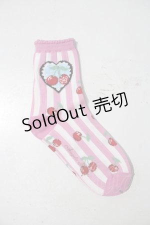 画像: Angelic Pretty / Cherry Stampクルー丈ソックス  ピンク I-24-04-06-026-AP-ZA-HD-ZI