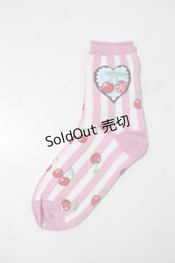 画像2: Angelic Pretty / Cherry Stampクルー丈ソックス  ピンク I-24-04-06-026-AP-ZA-HD-ZI (2)