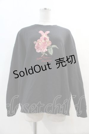 画像: 【SALE】PINK HOUSE / ウサギ刺繍トレーナー  ブラック I-24-04-24-017-LO-TO-HD-ZT355