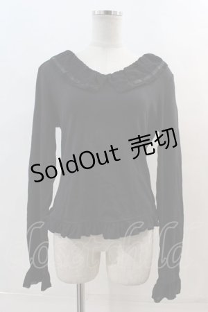 画像: PUTUMAYO / シフォン襟袖付き長袖Tシャツ  ブラック I-24-05-03-006-PT-TS-HD-ZI