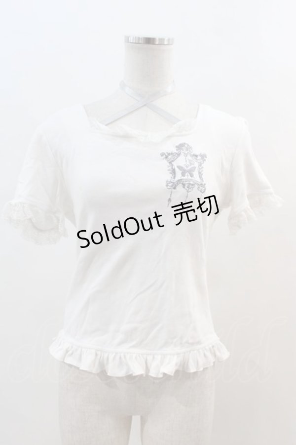画像1: PUTUMAYO / 胸元レース＆リボン付き刺繍Tシャツ  ホワイト I-24-05-03-010-PT-TS-HD-ZI (1)