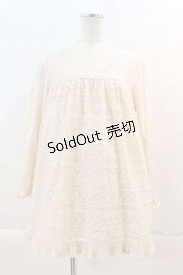 画像1: PINK HOUSE / 身頃レース被りブラウス  生成り I-24-05-26-008-LO-BL-HD-ZT363 (1)