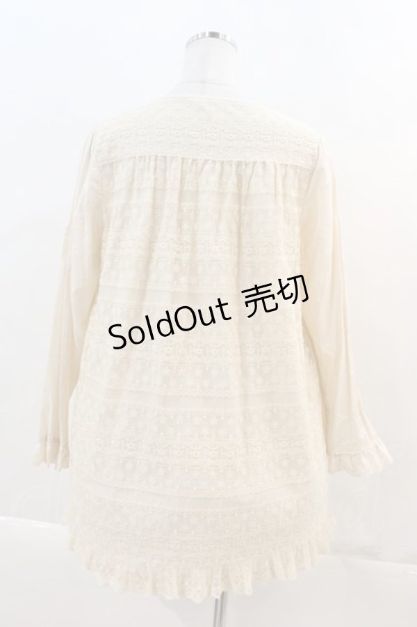 画像2: PINK HOUSE / 身頃レース被りブラウス  生成り I-24-05-26-008-LO-BL-HD-ZT363 (2)