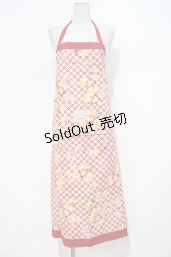 画像1: PINK HOUSE / うさぎチェックエプロン  赤Ｘ白チェック I-24-07-05-107-LO-ZA-HD-ZI (1)