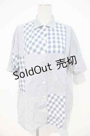 画像: PINK HOUSE / ギンガムチェック切替半袖シャツ  青Ｘ白チェック I-24-07-05-028-LO-BL-HD-ZT426