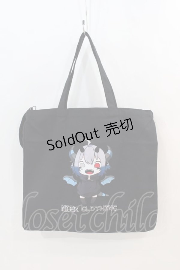 画像1: NieR Clothing / 擬人化ぐれまるトートバッグ  黒 I-24-07-17-084-PU-BG-HD-ZT335 (1)