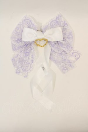画像: LOTUS ribbon / ハートチャームレースリボンツインバレッタ  ラベンダーＸ白 I-24-07-19-113-EL-AC-HD-ZT437