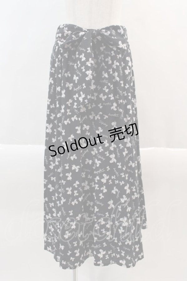 画像1: INGEBORG /リボン柄スカート  黒 I-24-07-20-071-LO-SK-AS-ZY (1)