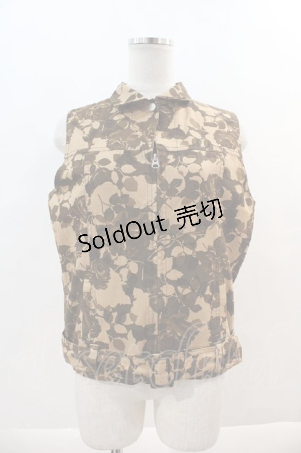 画像1: PINK HOUSE / 葉っぱプリントベスト  ブラウン I-24-07-31-055-LO-TO-HD-ZT041 (1)