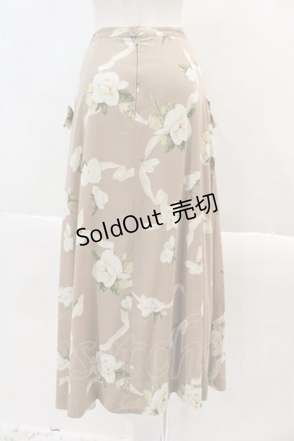 画像2: INGEBORG / カメリアリボンスカート  ブラウンＸ白 I-24-07-31-156-LO-SK-HD-ZT363 (2)