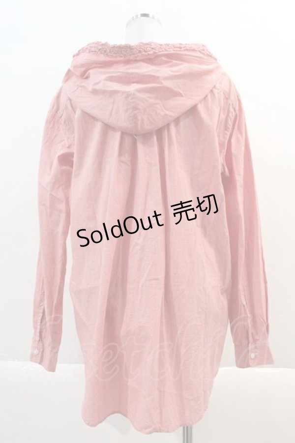画像2: PINK HOUSE / BOYISH刺繍ギンガムチェックフードブラウス L 赤Ｘ白チェック I-24-08-02-024-LO-BL-HD-ZI (2)