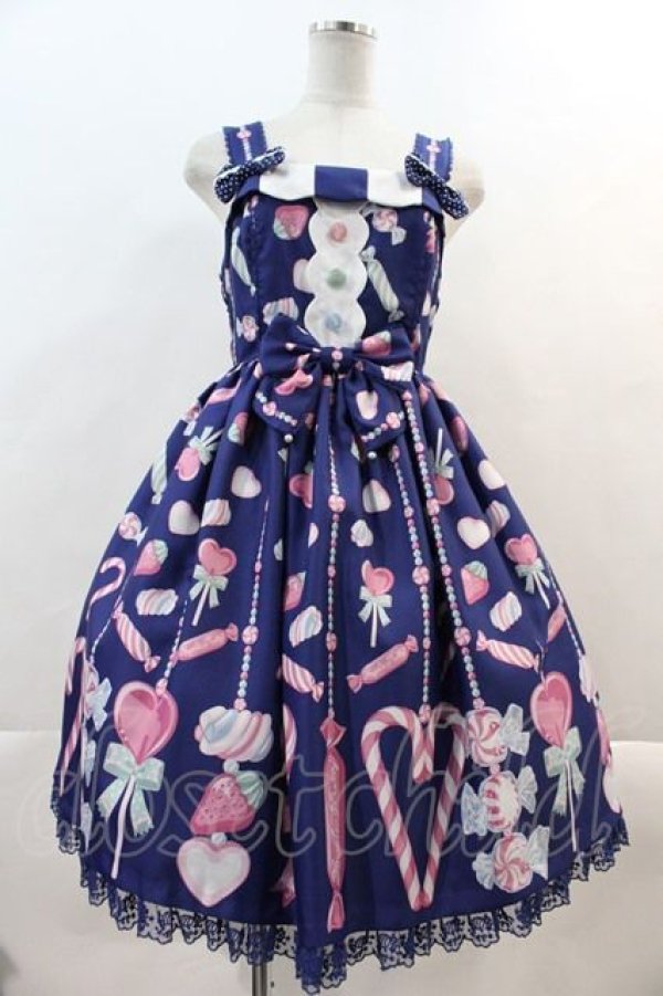 画像1: Angelic Pretty / Candy Ornamentジャンパースカート  ネイビー I-24-08-02-041-AP-OP-HD-ZY (1)