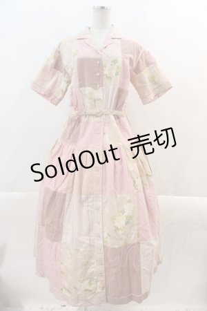 画像: PINK HOUSE / 紫陽花&チェックパッチワーク半袖ワンピース  ピンクチェック I-24-08-03-054-LO-OP-HD-ZI