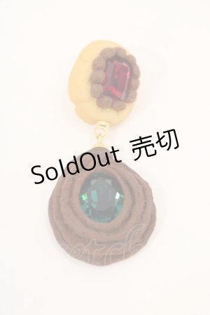 画像: Q-pot. / ダブルジュエルクッキーピアス  赤Ｘ緑Ｘブラウン I-24-08-03-105-QP-AC-HD-ZI