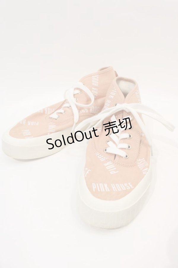 画像1: PINK HOUSE / ロゴスニーカー 約23CM(内側採寸) ピンクＸ白 I-24-08-09-123-LO-SH-HD-ZT-K014 (1)