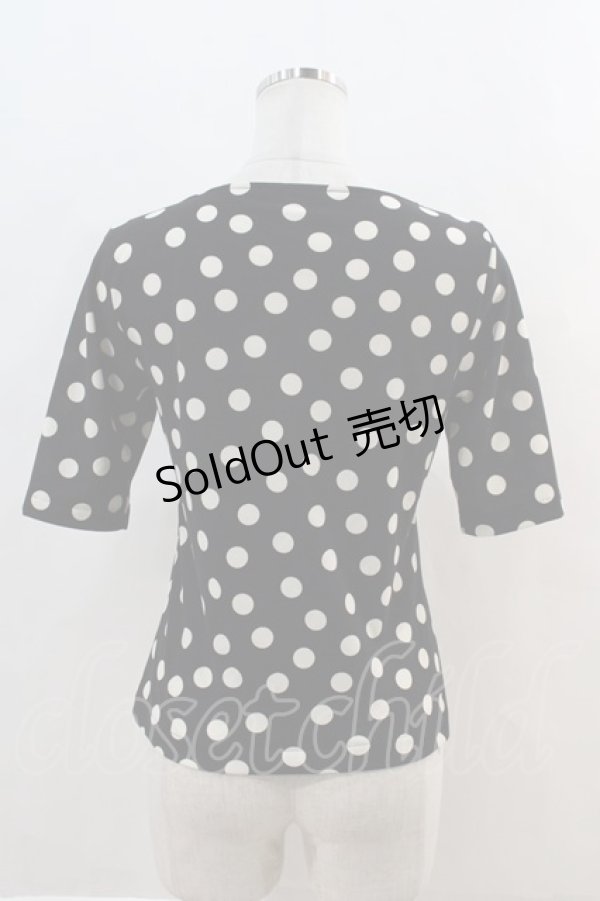 画像2: INGEBORG / ドット半袖カットソー  黒Ｘ白 I-24-08-19-051-LO-TO-HD-ZT412 (2)