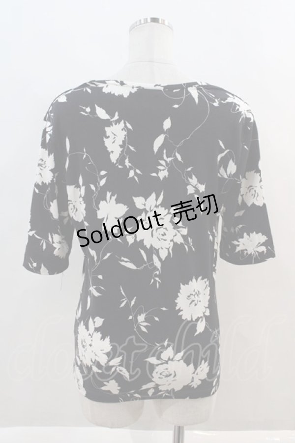 画像2: INGEBORG / シルエットフラワーカットソー S 黒Ｘ白 I-24-08-19-058-LO-TO-HD-ZT412 (2)