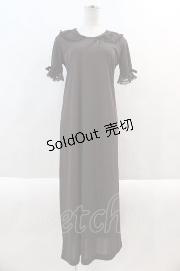 画像1: KANEKO ISAO / 襟袖チュールレース半袖ワンピース  茶 I-24-08-21-086-EL-OP-HD-ZT238 (1)