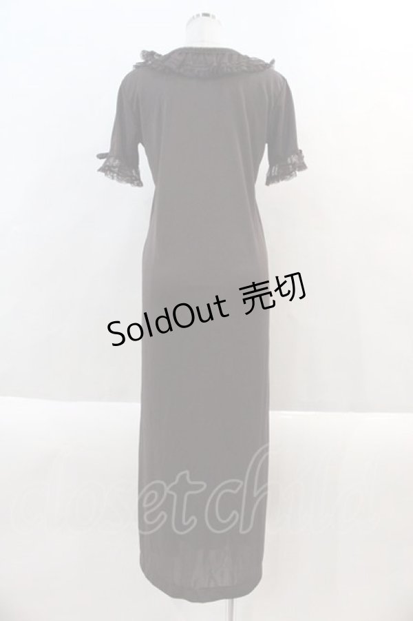 画像2: KANEKO ISAO / 襟袖チュールレース半袖ワンピース  茶 I-24-08-21-086-EL-OP-HD-ZT238 (2)