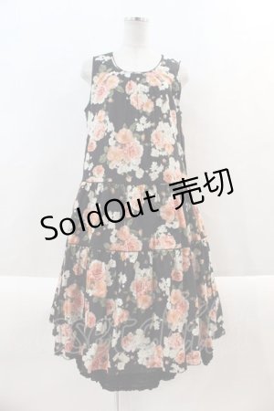 画像: PINK HOUSE / English Roseプリントワンピース  黒 I-24-08-21-091-LO-OP-HD-ZI