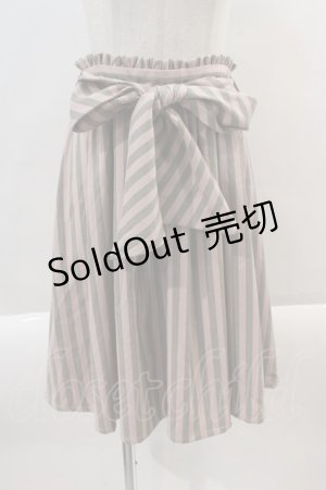 画像: Amavel / トランプ刺繍ストライプスカート  ピンクｘグレー I-24-08-24-058-CA-SK-HD-ZT276