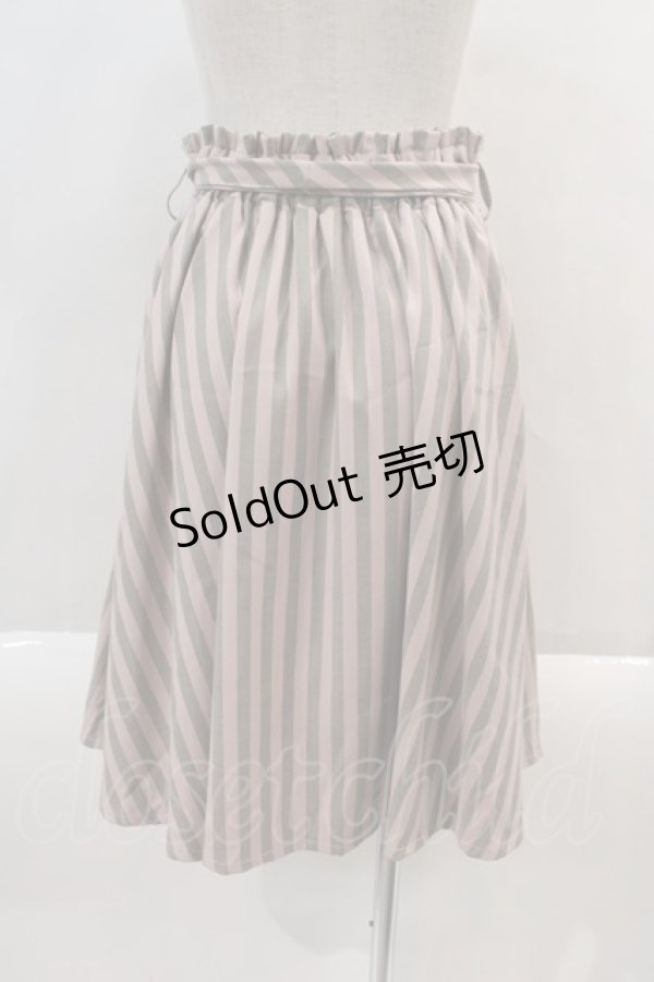 画像2: Amavel / トランプ刺繍ストライプスカート  ピンクｘグレー I-24-08-24-058-CA-SK-HD-ZT276 (2)