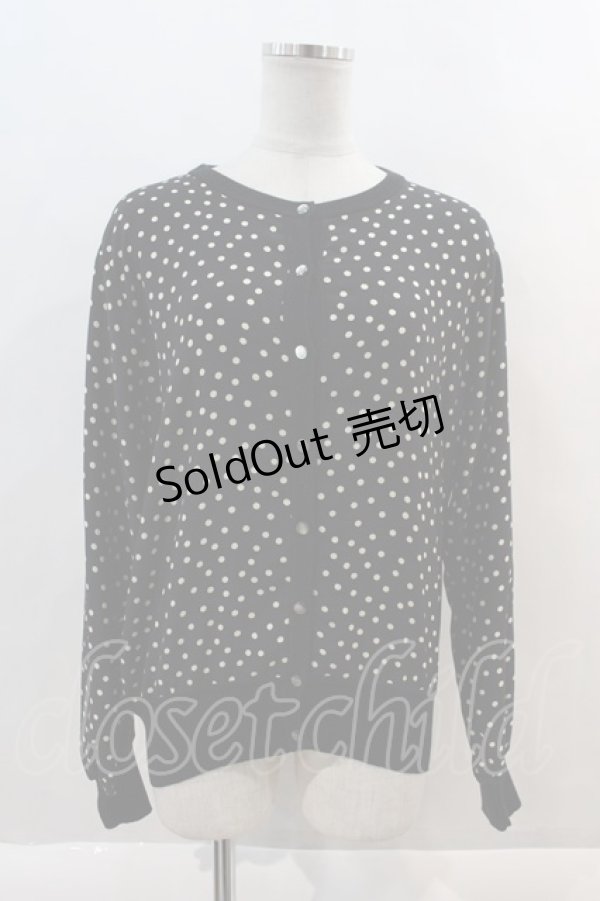 画像1: INGEBORG / ドットシフォン切替カーディガン  黒Ｘ白 I-24-08-24-108-LO-TO-HD-ZT355 (1)