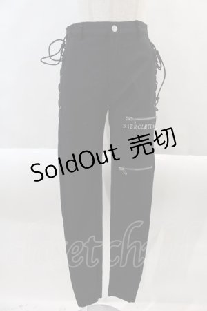 画像: NieR Clothing / 高品質SIDE BRAID×2FAKE ZIP STYLISH PANTS  ブラック I-24-08-30-062-PU-PA-HD-ZI