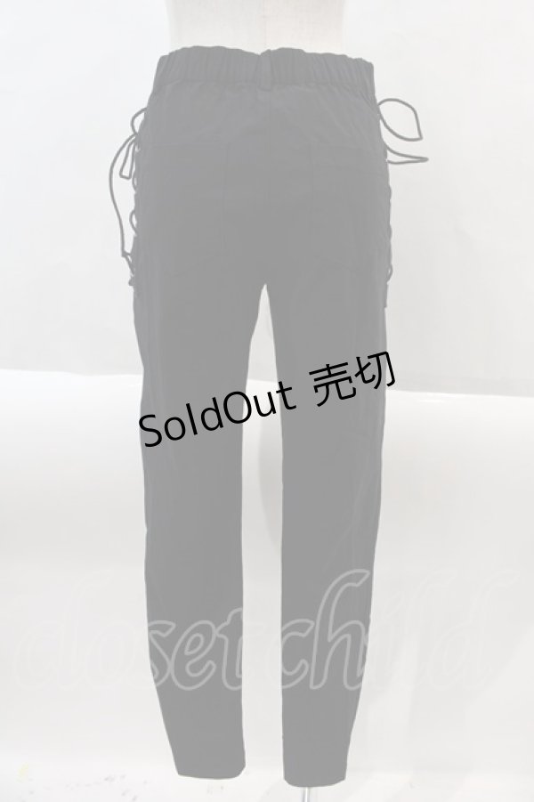 画像2: NieR Clothing / 高品質SIDE BRAID×2FAKE ZIP STYLISH PANTS  ブラック I-24-08-30-062-PU-PA-HD-ZI (2)