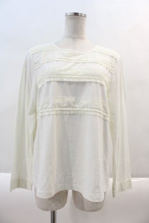 画像: INGEBORG / レースボーダーカットソープルオーバー 4(11号) 白 I-24-08-30-088-LO-TO-HD-ZT027