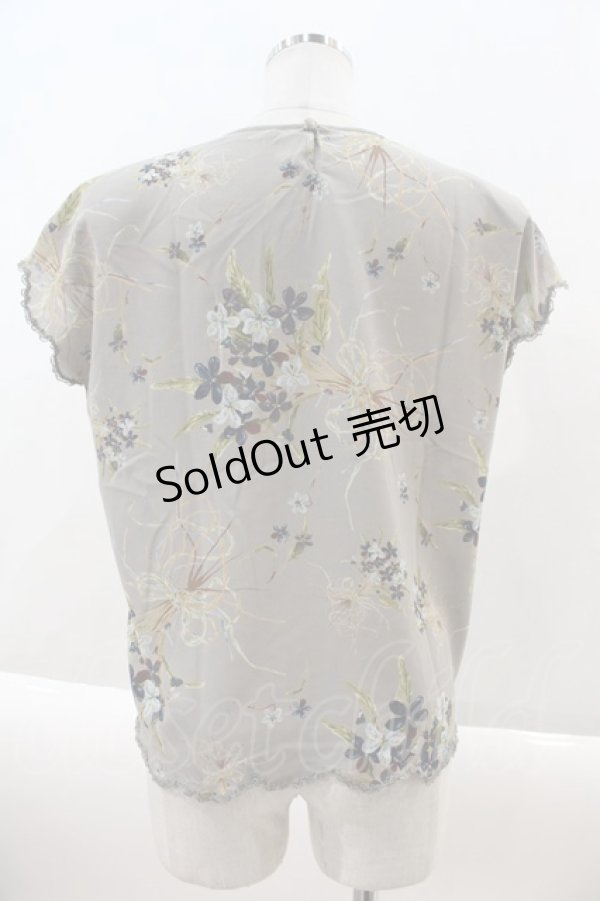 画像2: KANEKO ISAO / すみれブーケ半袖ブラウス  グレー I-24-08-30-107-EL-BL-HD-ZT416 (2)