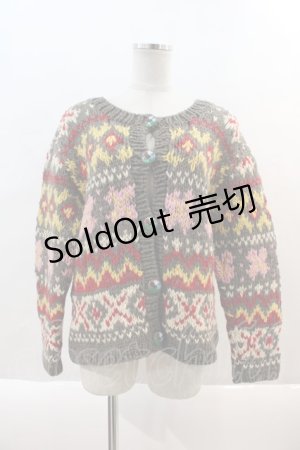 画像: PINK HOUSE /  お花ボタンニットカーディガン(ブラウン)  ブラウン I-24-09-09-113-LO-TO-HD-ZT038