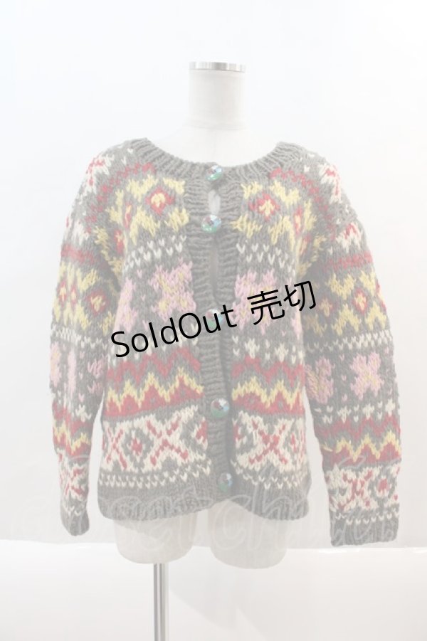 画像1: PINK HOUSE /  お花ボタンニットカーディガン(ブラウン)  ブラウン I-24-09-09-113-LO-TO-HD-ZT038 (1)