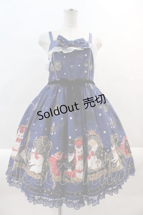 画像1: Angelic Pretty / Princess Cat Special ジャンパースカートSet  ネイビー I-24-09-09-026-AP-OP-HD-ZY (1)