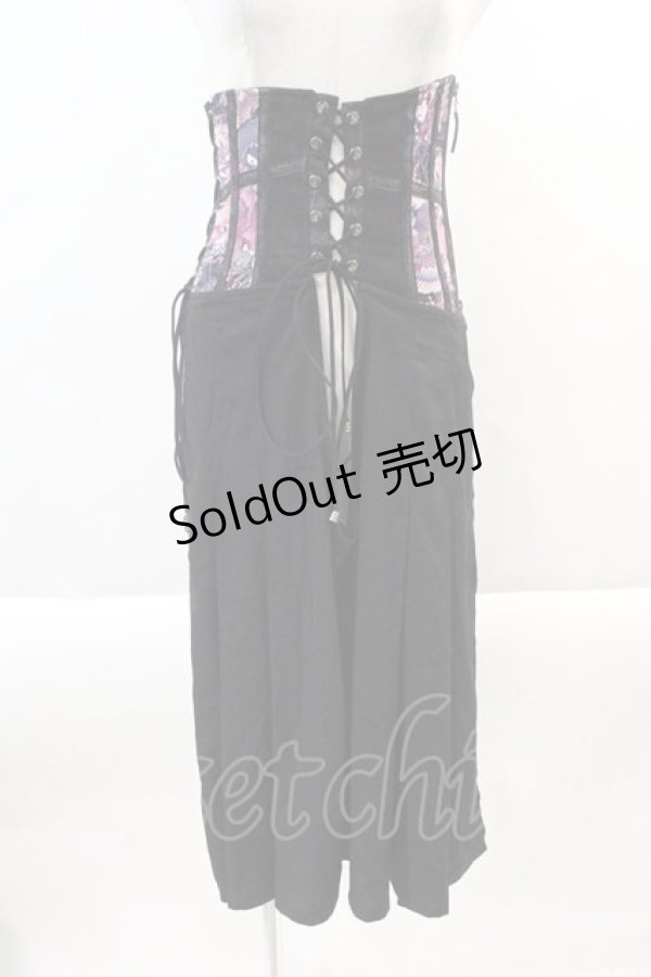 画像1: Qutie Frash / ダブルZIP鶴オーバースカートコルセット  黒Ｘパープル I-24-09-12-092-QU-SK-HD-ZI (1)