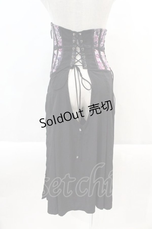 画像2: Qutie Frash / ダブルZIP鶴オーバースカートコルセット  黒Ｘパープル I-24-09-12-092-QU-SK-HD-ZI (2)