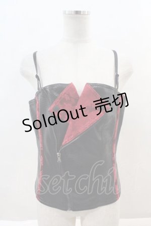 画像: Qutie Frash / ライダースコルセット  黒Ｘ赤 I-24-09-12-039-QU-ZA-HD-ZI