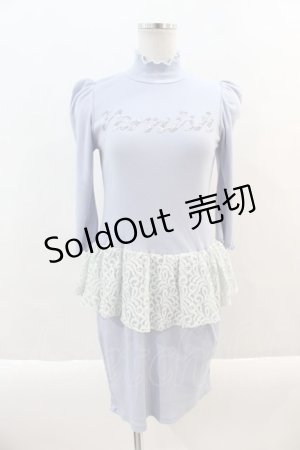 画像: 【SALE】Candy Stripper / ハイネックニット&レースペプラムワンピース 1 サックス I-24-09-22-044-PU-OP-HD-ZT180