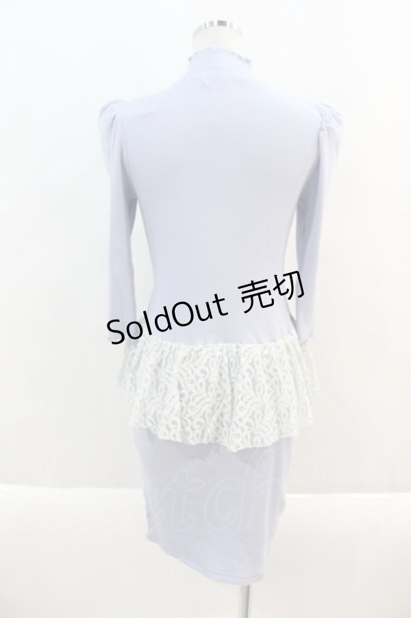 画像2: 【SALE】Candy Stripper / ハイネックニット&レースペプラムワンピース 1 サックス I-24-09-22-044-PU-OP-HD-ZT180 (2)