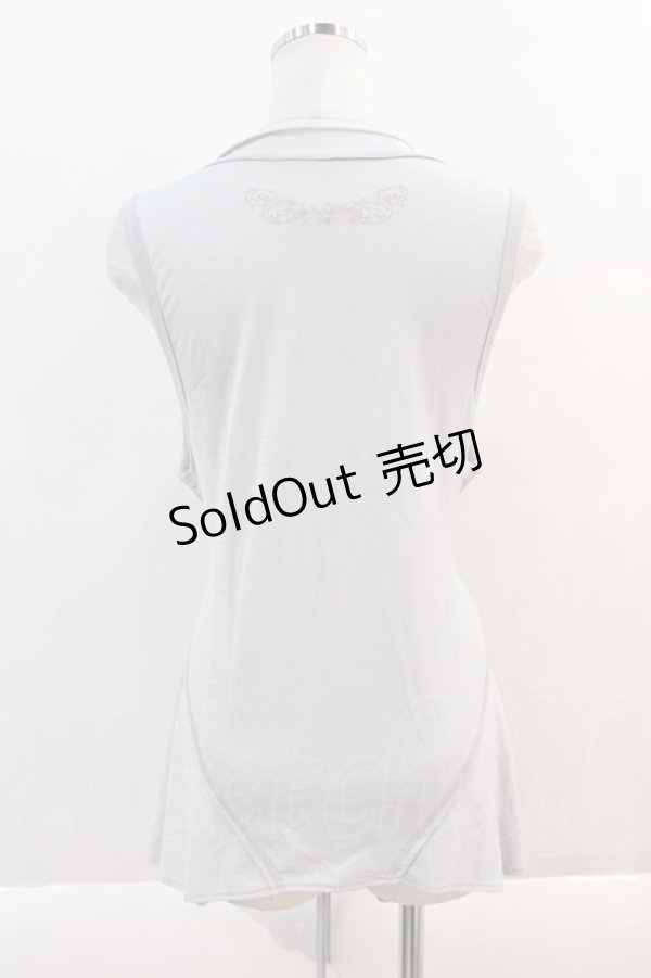 画像2: OZZ ANGELO / 後ろ刺繍フリルジレ  ブルーグレー I-24-09-22-073-OO-TO-HD-ZT112 (2)