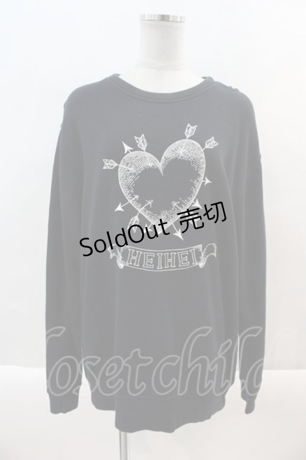 画像1: HEIHEI / 槍ハートｐｔトレーナー L 黒Ｘ白 I-24-09-22-032-PU-TS-HD-ZT470 (1)