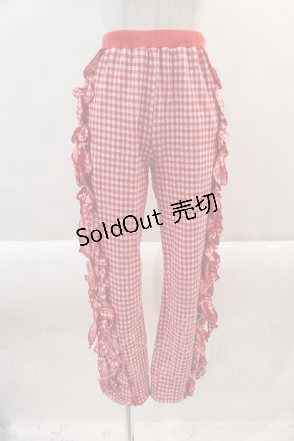 画像1: Candy Stripper / DECORATIVE RIBBONパンツ 2 赤Ｘ白チェック I-24-09-26-084-PU-PA-HD-ZT340 (1)