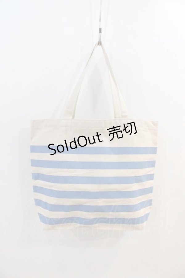 画像2: Candy Stripper / BAG ボーダーPEPEちゃんトートバッグ  アイボリーｘ青ｘ黒 I-24-09-27-061-PU-BG-HD-ZT335 (2)