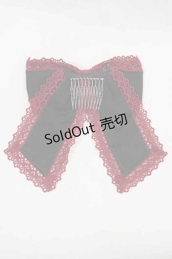 画像2: Moi-meme-Moitie / HAT M+CROIXリボンコーム  黒×赤 I-24-09-27-028-MO-AC-HD-ZT305 (2)