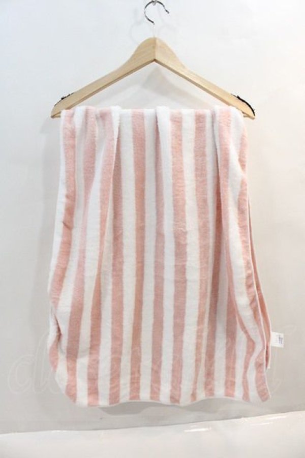 画像2: NieR Clothing / G ストライプブランケット  ピンクｘ白 I-24-09-27-046-PU-ZA-HD-ZT-K016 (2)