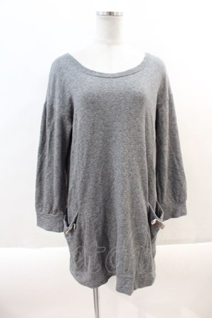 画像: Franche Lippee / ドットリボン刺繍チュール切り替えカットワンピース  グレーＸアイボリー I-24-09-28-060-LO-OP-HD-ZT399