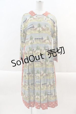 画像: Jane Marple Dans Le Saｌon /Board game パターンミックスドレス M アイボリー?オレンジ I-24-10-01-039-JM-OP-IG-ZI