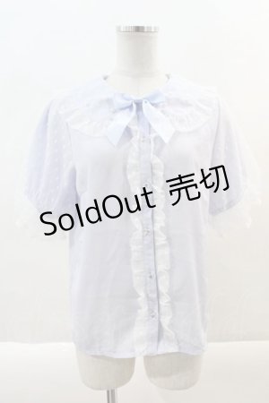 画像: axes femme kawaii / ドットチュール半袖ブラウス M サックス I-24-10-05-010-AX-BL-HD-OS